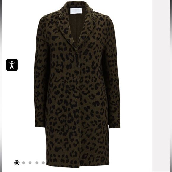 NWT HARRIS WHARF LONDON
Cocoon Leopard Printed Boiled Cotton Coat Green Small - Picture 7 of 15